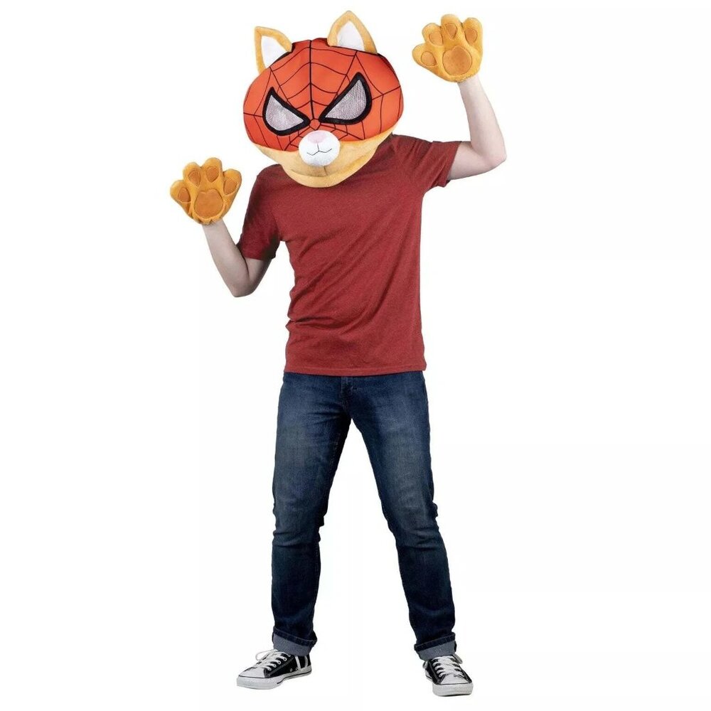 Spider-Cat‎ Spider-Man Miles Morales Adult Mask & Gloves Costume Cosplay NEW